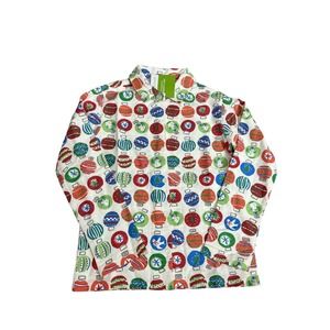 NWT Garnet Hill Kids' Flannel Pajama Top Ornaments‎ Size Small